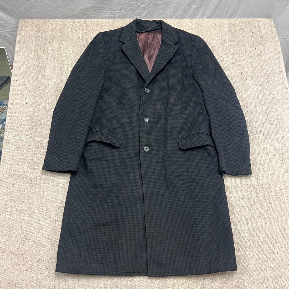 Vintage JC Penny Towncraft Wool Overcoat Mens Large Black 1950s USA Wool